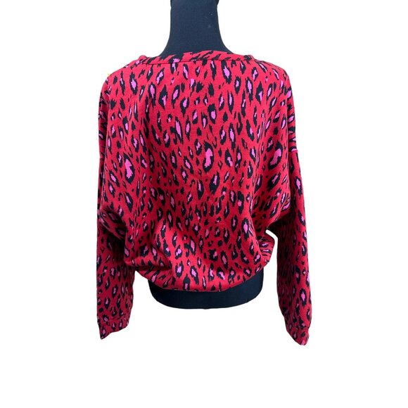Eva Franco Dash Sweatshirt Pink Red Tigress Women 10 Red Animal Print Pullover - Picture 7 of 10